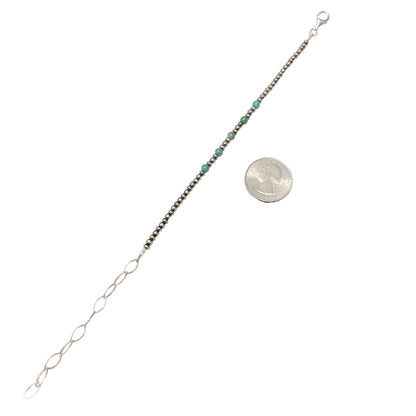 Green Turquoise Desert Pearl Bead Bracelet Sterling Silver