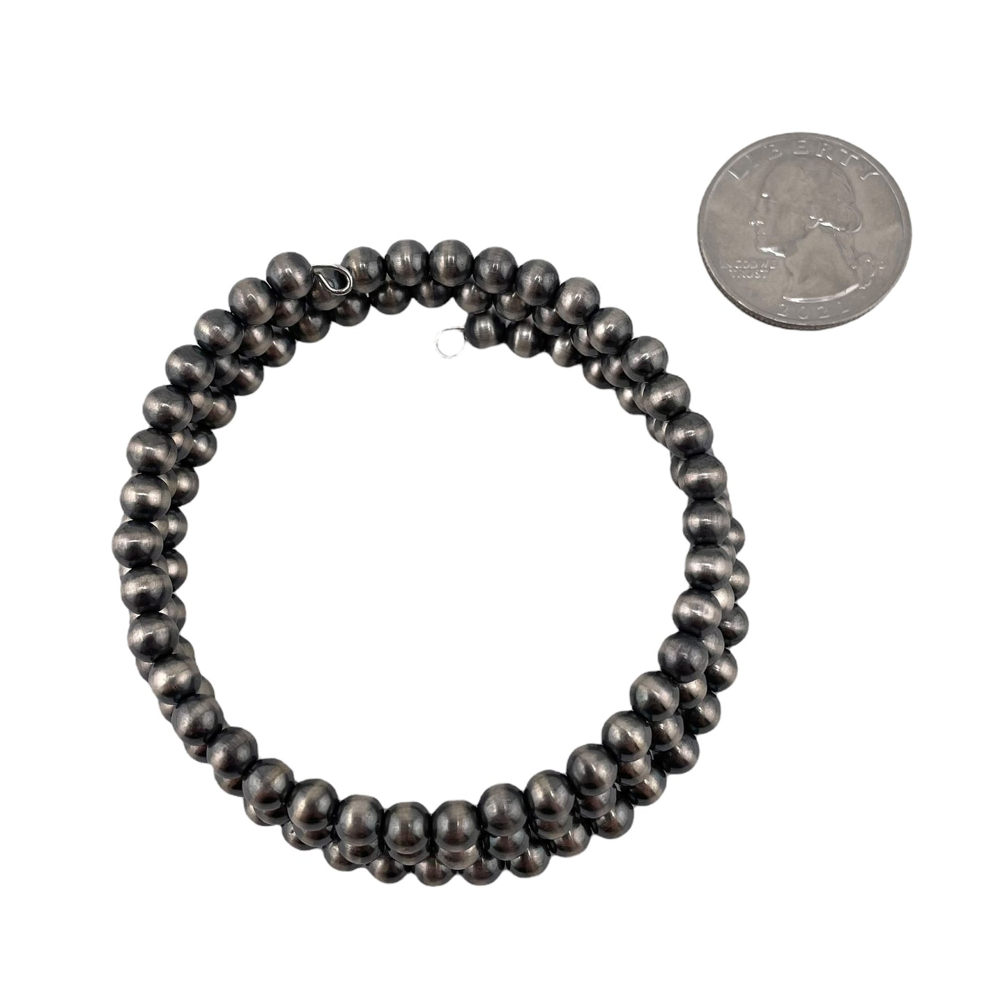 Desert Pearl Oxidized Bead 5mm Wrap Bracelet Sterling Silver