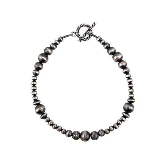 Desert Pearl Mixed Bead Toggle Bracelet Sterling Silver