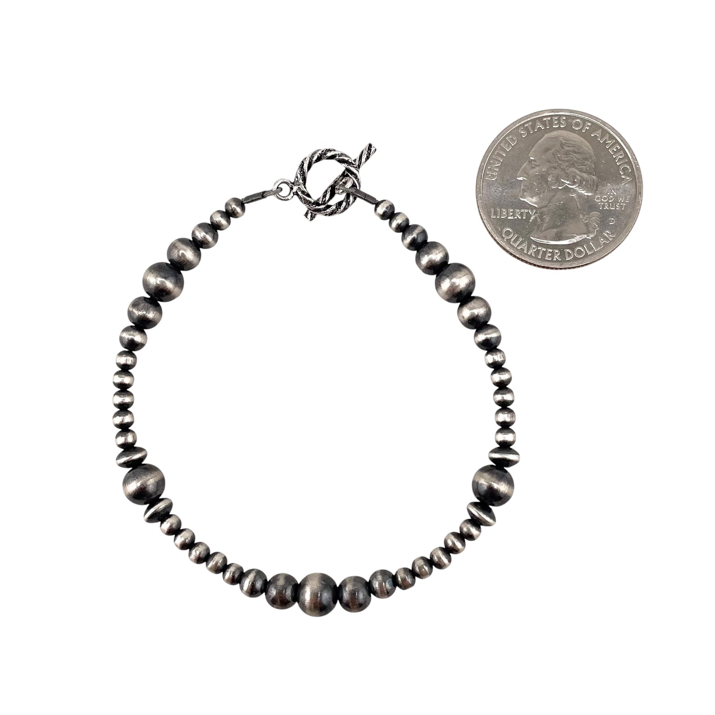 Desert Pearl Mixed Bead Toggle Bracelet Sterling Silver