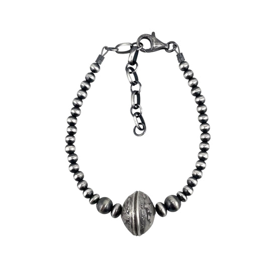 Desert Pearls Mercury Dime Coin Bead Bracelet Sterling Silver