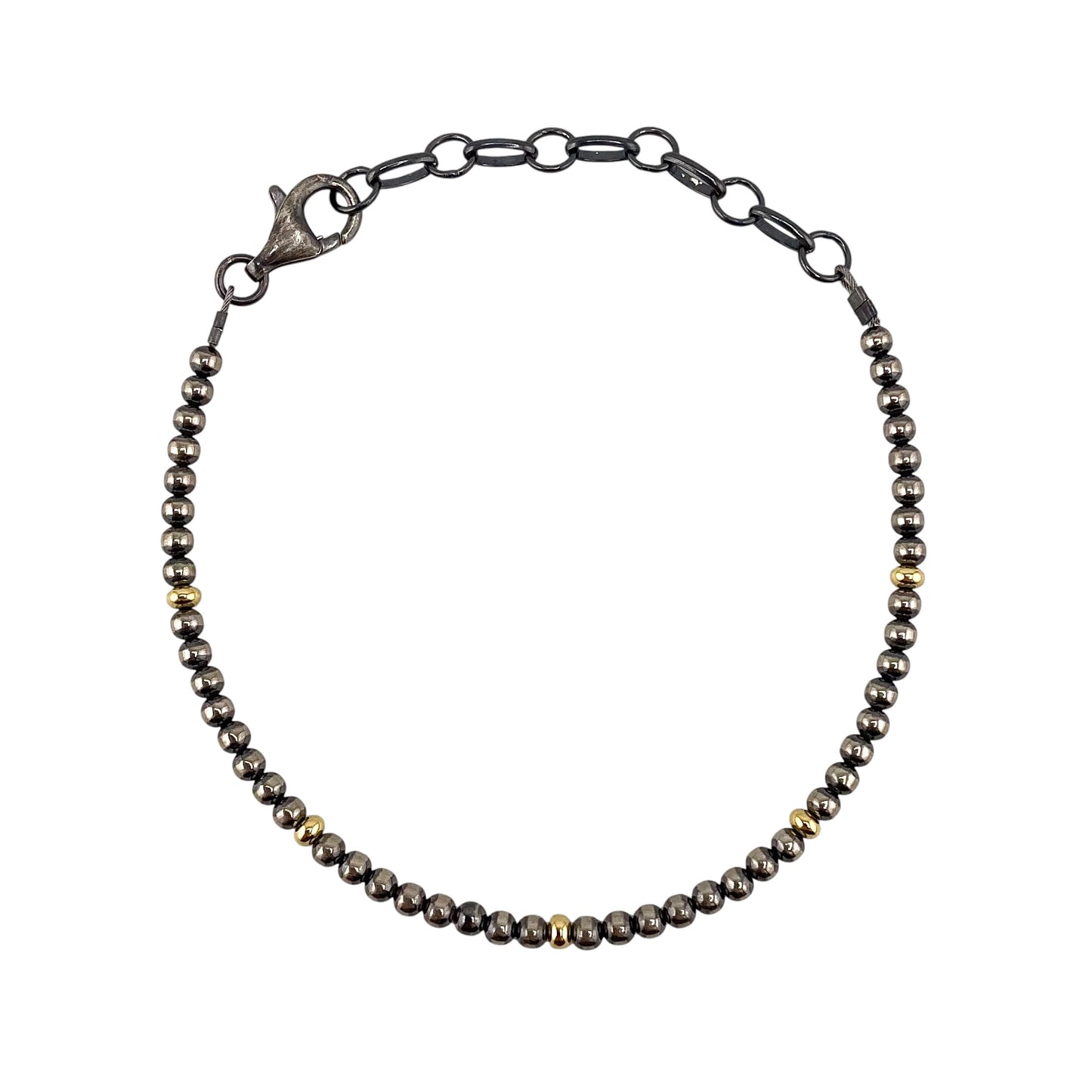 Desert Pearl Bead Bracelet w/ Extender Sterling Silver & 12K Gold Filled