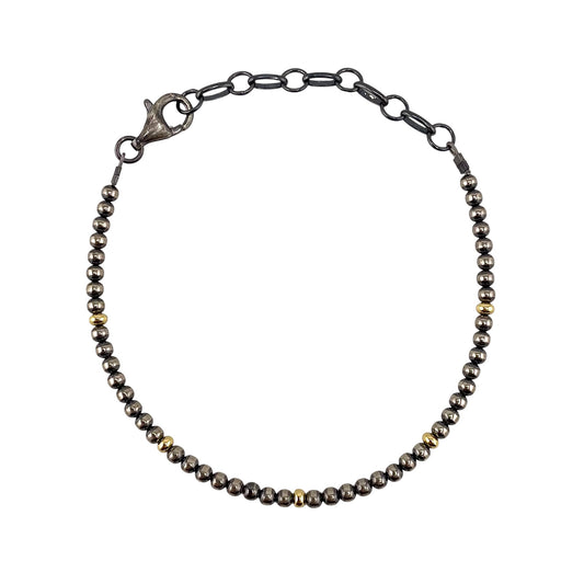 Desert Pearl Bead Bracelet w/ Extender Sterling Silver & 12K Gold Filled