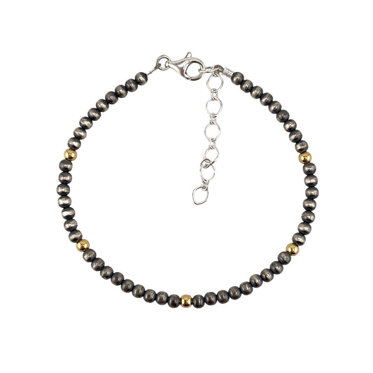 Desert Pearl Bead Anklet Ankle Bracelet w/ Extender Sterling Silver & 12K Gold Filled