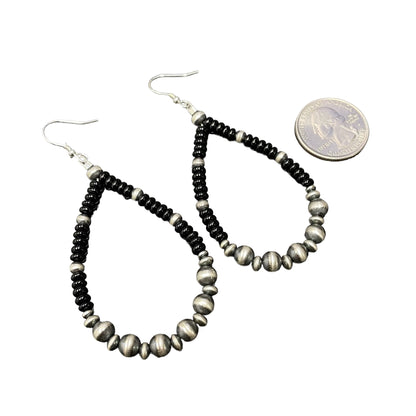 Onyx Desert Pearl Bead Dangle Earrings Sterling Silver