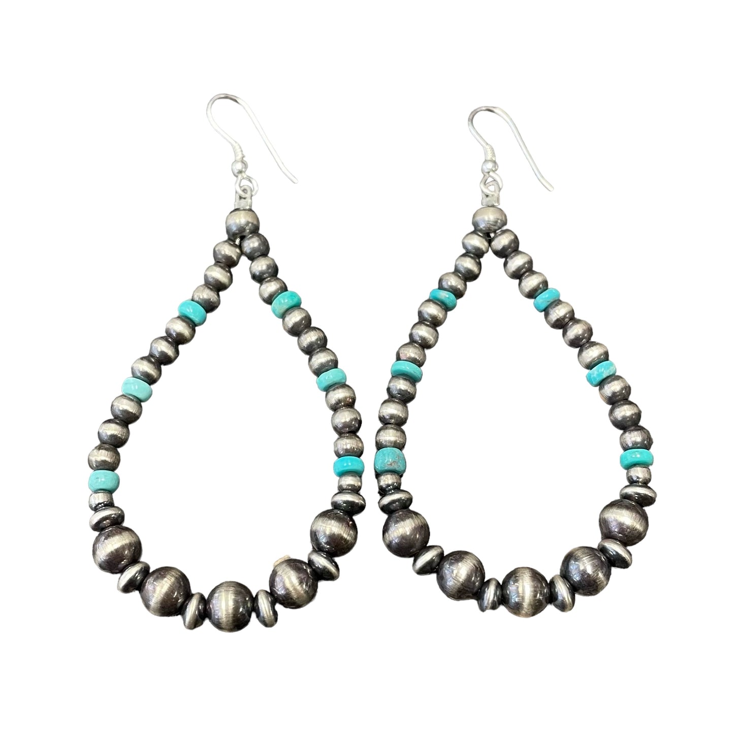 Turquoise Desert Pearl Bead Dangle Earrings Sterling Silver