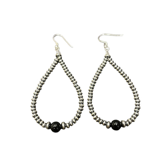 Onyx Desert Pearl Bead Dangle Earrings Sterling Silver