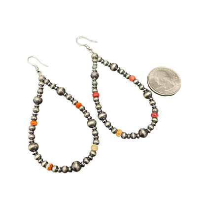 Orange Spiny Oyster Desert Pearl Bead Bracelet Sterling Silver