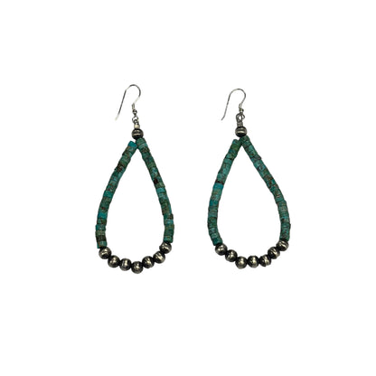 Blue Turquoise Desert Pearl Bead Dangle Earrings Sterling Silver