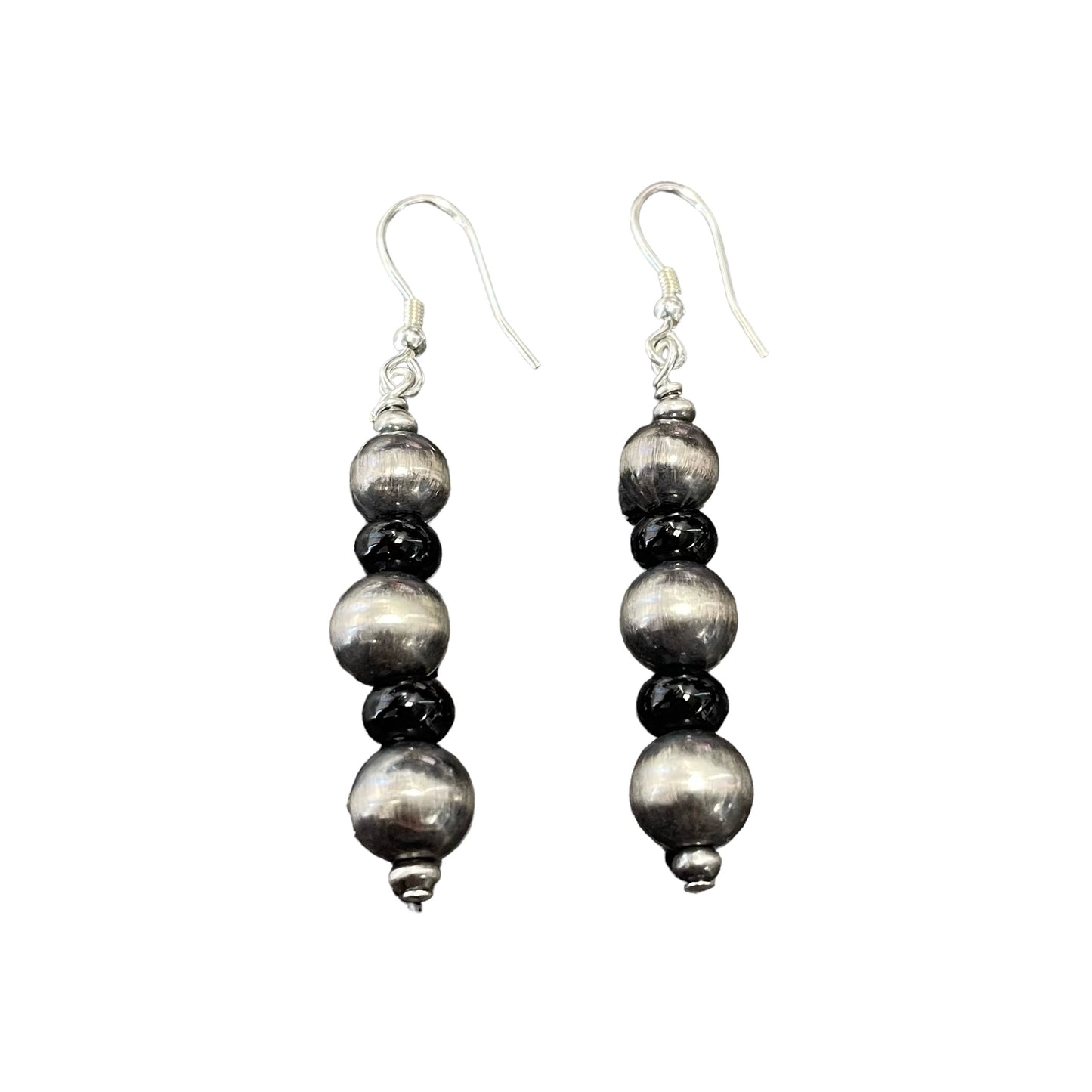 Onyx Desert Pearl Bead Dangle Earrings Sterling Silver