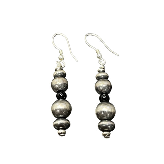 Onyx Desert Pearl Bead Dangle Earrings Sterling Silver