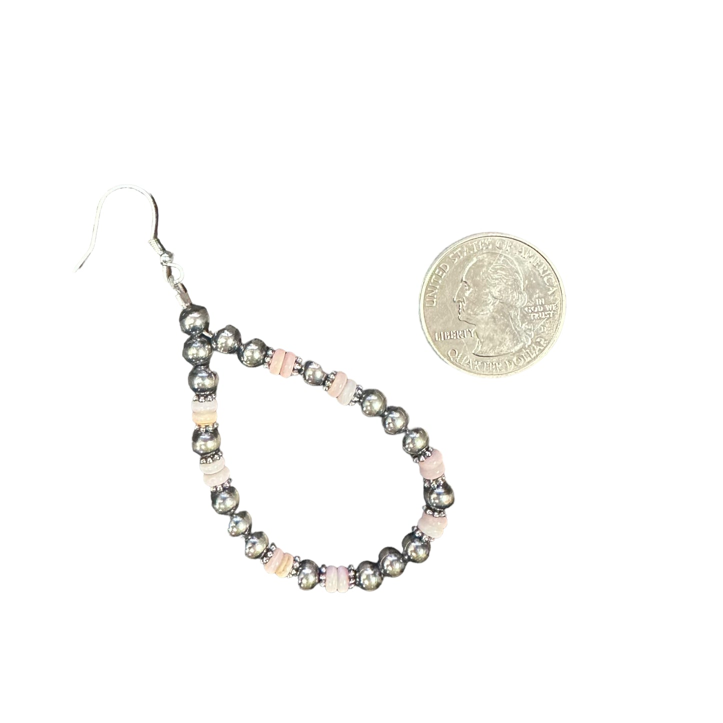 Pink Conch Desert Pearl Bead Dangle Earrings Sterling Silver
