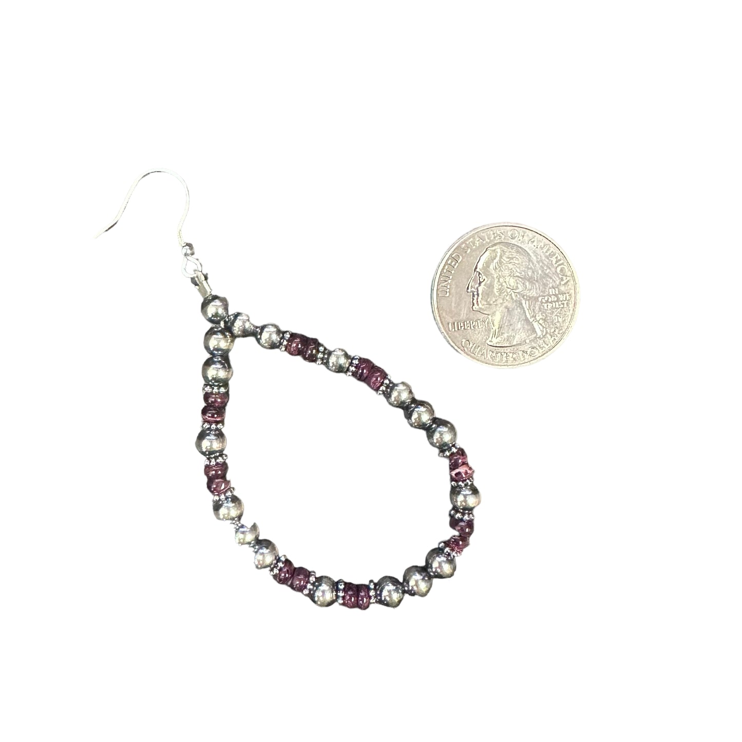 Purple Spiny Oyster Desert Pearl Bead Dangle Earrings Sterling Silver