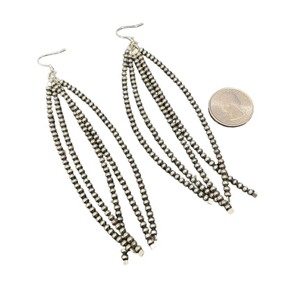 5-Strand Desert Pearl Bead Dangle Earrings Sterling Silver