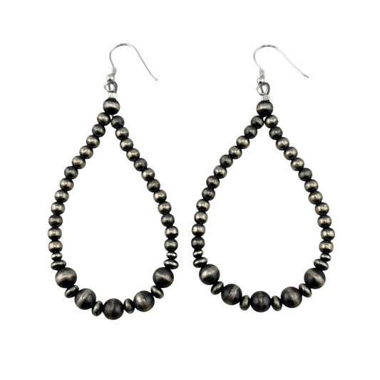 Desert Pearl Loop Bead Dangle Earrings Sterling Silver