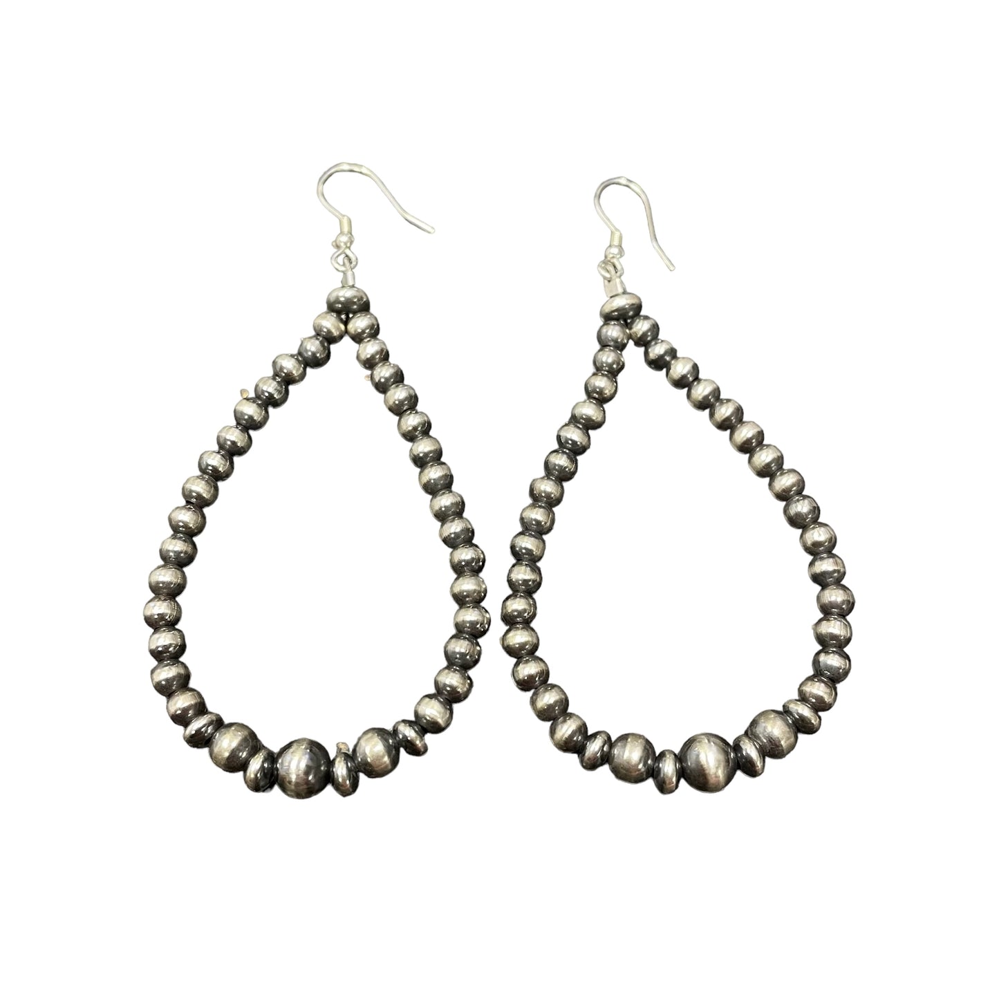 Desert Pearl Tear Drop Bead Dangle Earrings Sterling Silver