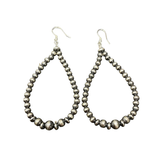 Desert Pearl Tear Drop Bead Dangle Earrings Sterling Silver