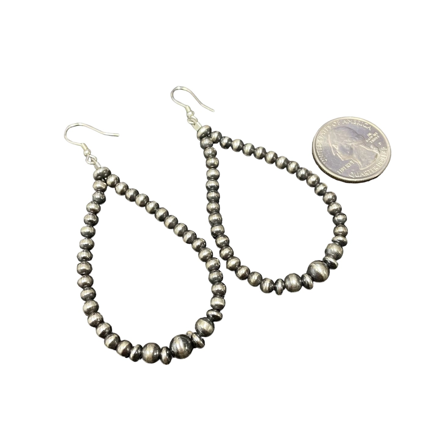 Desert Pearl Tear Drop Bead Dangle Earrings Sterling Silver