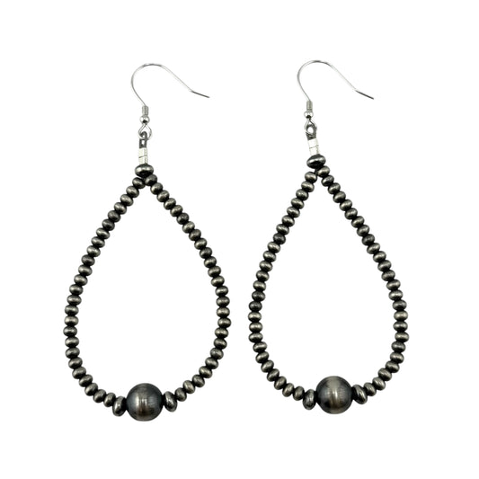 Desert Pearl Loop Bead Dangle Earrings Sterling Silver