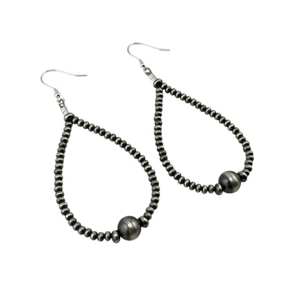 Desert Pearl Loop Bead Dangle Earrings Sterling Silver