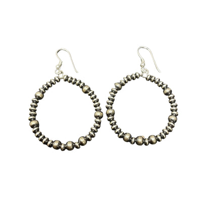 Desert Pearl Hoop Mixed Bead Dangle Earrings Sterling Silver