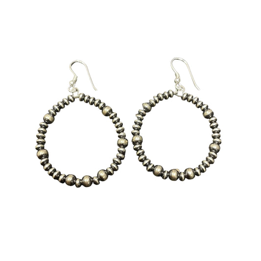Desert Pearl Hoop Mixed Bead Dangle Earrings Sterling Silver