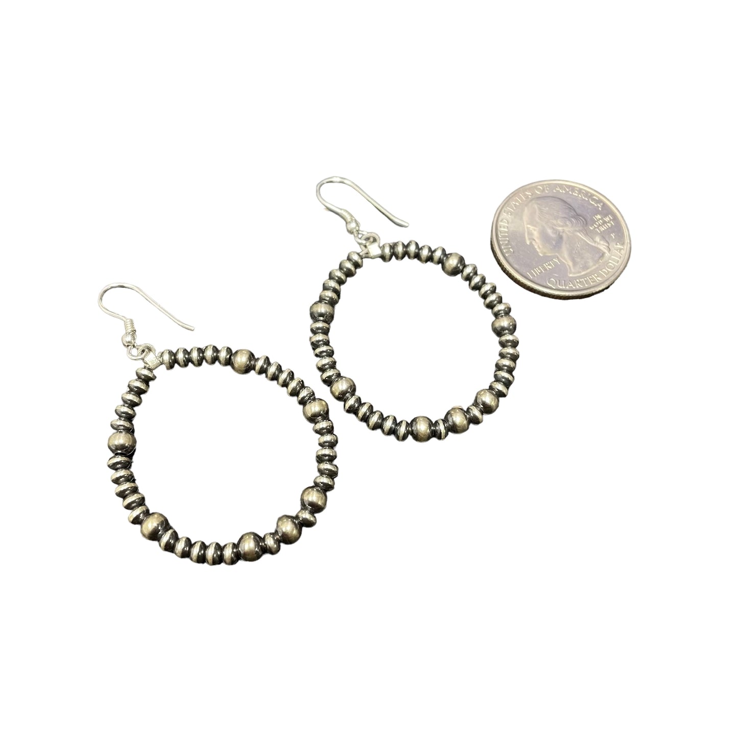 Desert Pearl Hoop Mixed Bead Dangle Earrings Sterling Silver