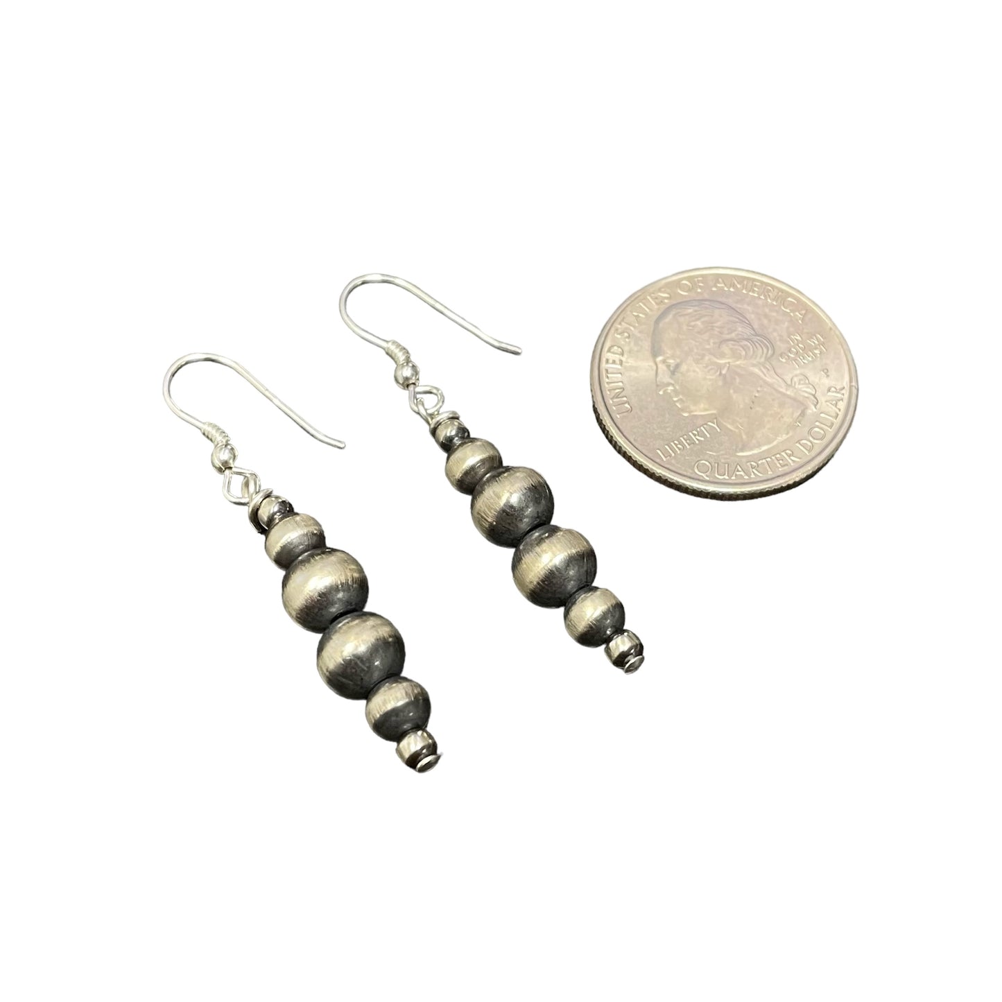 Desert Pearl Drop Bead Dangle Earrings Sterling Silver