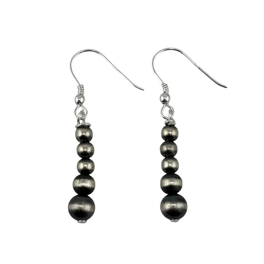 Desert Pearl Drop Bead Dangle Earrings Sterling Silver