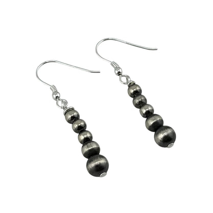 Desert Pearl Drop Bead Dangle Earrings Sterling Silver