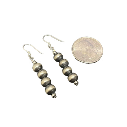 Desert Pearl 6mm Drop Bead Dangle Earrings Sterling Silver