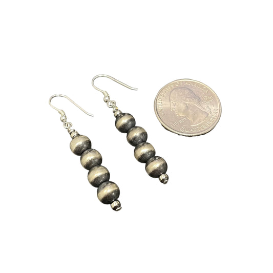 Desert Pearl 6mm Drop Bead Dangle Earrings Sterling Silver