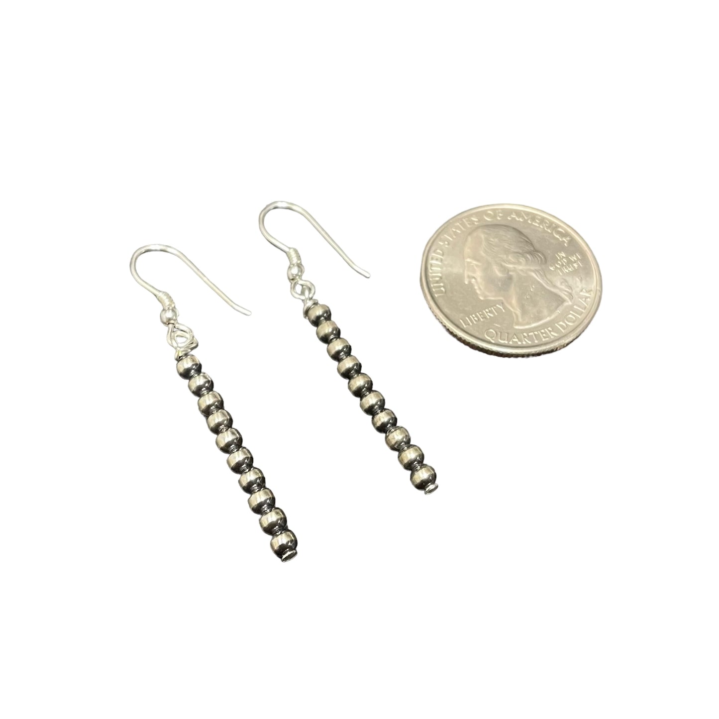 Desert Pearl 3mm Drop Bead Dangle Earrings Sterling Silver