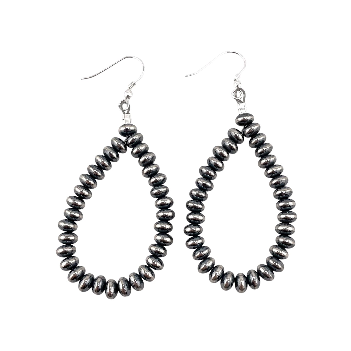 Desert Pearl Tear Drop Saucer 5.5mm Bead Dangle Earrings Sterling Silver