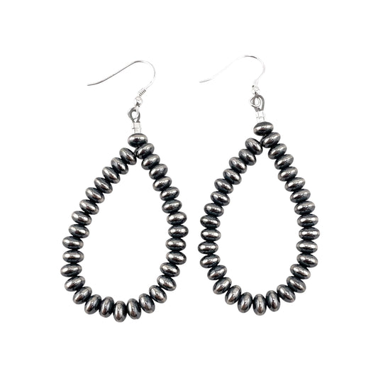 Desert Pearl Tear Drop Saucer 5.5mm Bead Dangle Earrings Sterling Silver