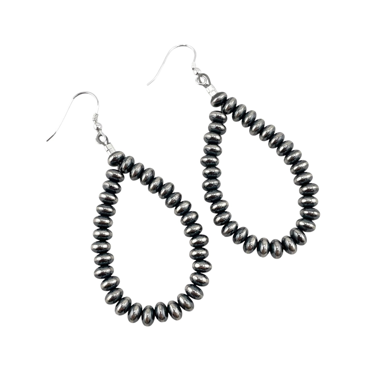 Desert Pearl Tear Drop Saucer 5.5mm Bead Dangle Earrings Sterling Silver