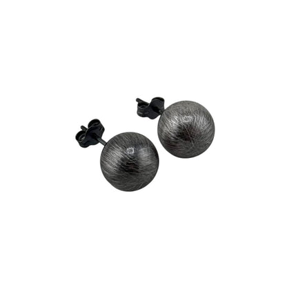 Navajo Pearl Oxidized Bead Stud Post Earrings Sterling Silver - Available in 4mm to 12mm