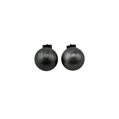 Navajo Pearl Oxidized Bead Stud Post Earrings Sterling Silver - Available in 4mm to 12mm
