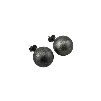 Navajo Pearl Oxidized Bead Stud Post Earrings Sterling Silver - Available in 4mm to 12mm