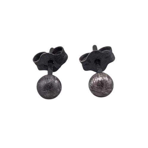 Navajo Pearl Oxidized Bead Stud Post Earrings Sterling Silver - Available in 4mm to 12mm