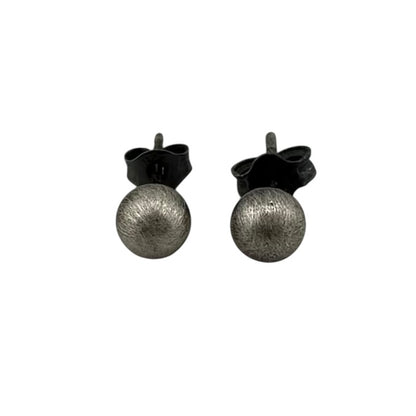 Navajo Pearl Oxidized Bead Stud Post Earrings Sterling Silver - Available in 4mm to 12mm
