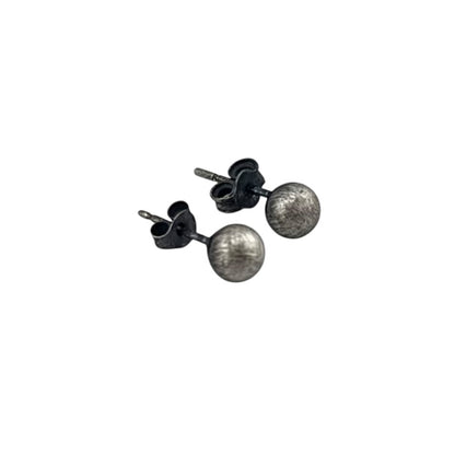 Navajo Pearl Oxidized Bead Stud Post Earrings Sterling Silver - Available in 4mm to 12mm