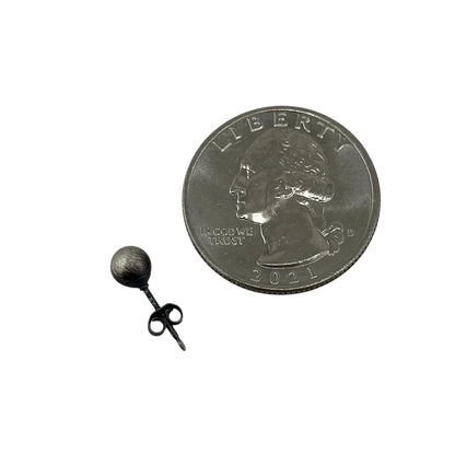 Navajo Pearl Oxidized Bead Stud Post Earrings Sterling Silver - Available in 4mm to 12mm