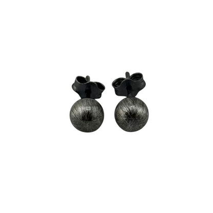 Navajo Pearl Oxidized Bead Stud Post Earrings Sterling Silver - Available in 4mm to 12mm