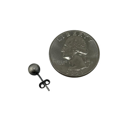 Navajo Pearl Oxidized Bead Stud Post Earrings Sterling Silver - Available in 4mm to 12mm