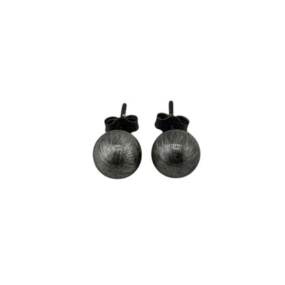 Navajo Pearl Oxidized Bead Stud Post Earrings Sterling Silver - Available in 4mm to 12mm
