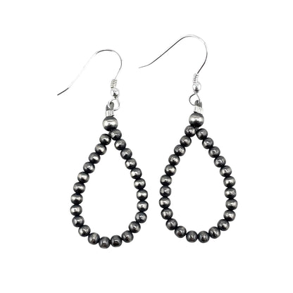 Desert Pearl 3mm Bead Dangle Loop Earrings Sterling Silver