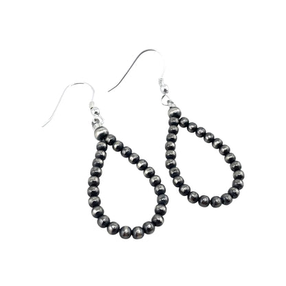 Desert Pearl 3mm Bead Dangle Loop Earrings Sterling Silver
