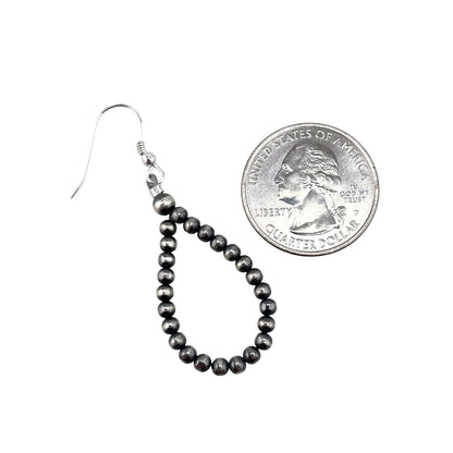 Desert Pearl 3mm Bead Dangle Loop Earrings Sterling Silver