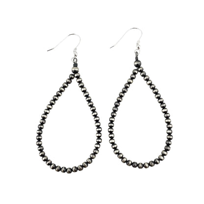 Desert Pearl 3mm Bead Dangle Loop Earrings Sterling Silver